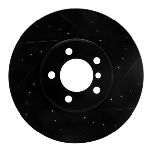 Land Rover Freelander Brake Rotor (1) - Front Right - R1 Concepts - Drilled & Slotted - Black - `02-`05